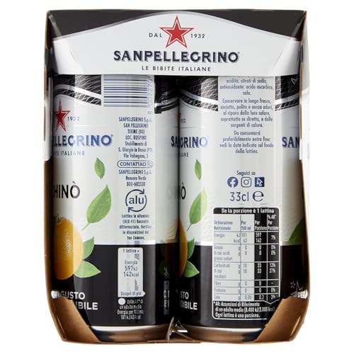 BIBITE SANPELLEGRINO, Chinò, Bevanda Gassata Analcolica, Gusto Chinotto - 24 lattine da 330ml
