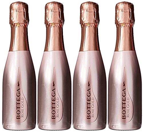 4 x Bottega Rose Gold Prosecco Sparkling Wine 20cl Miniature