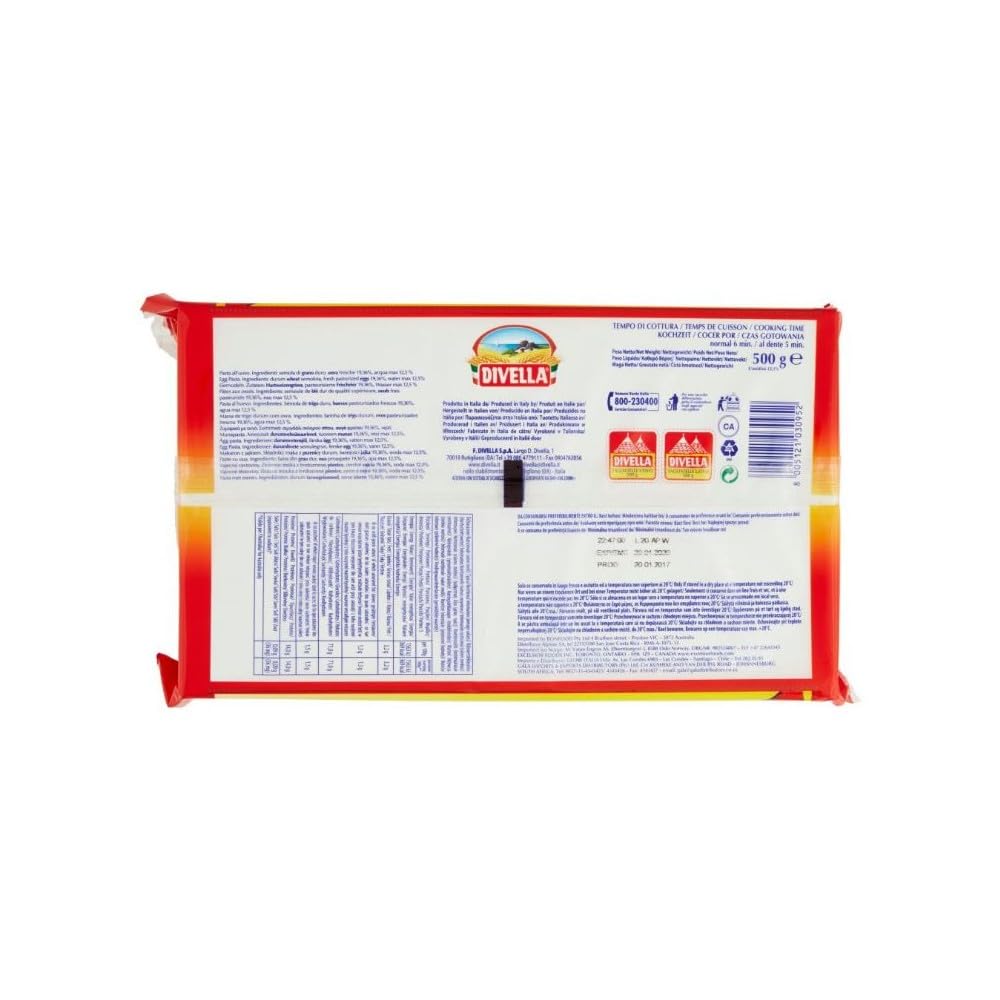Divella - Tagliatelle all'uovo Nº 95 - Autentica pasta italiana - Le tagliatelle più deliziose da condividere con la famiglia -500 Grammi
