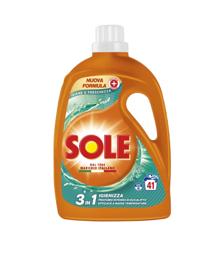 Sole Detersivo Lavatrice Igiene e Freschezza 205 Lavaggi, (5x41), Formula igienizzante, Detersivo Lavatrice Liquido Igiene e Freschezza, contro batteri e cattivo odore