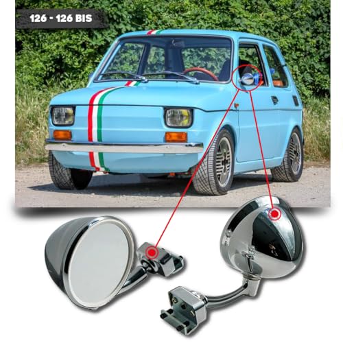 CG94 - Specchietto Retrovisore a Calice Cromato a Morsetto per Auto F. 126/126 bis