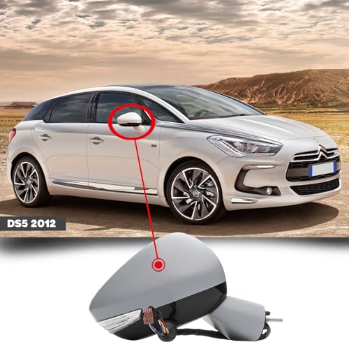 CG94 - Specchietto Retrovisore Elett. Term. Rib. C/Fan. e Luce Cortesia - Compatibile per Auto DS5 - Calotta da Verniciare - C/Sonda 12PIN