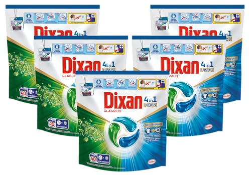 Dixan DISCS 4in1 Classico Detersivo Lavatrice (40 Lavaggi), Capsule lavatrice per una pulizia profonda del bucato e freschezza igienica per la lavatrice, Rimuove le macchie da 20°C