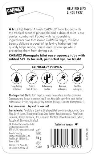 CARMEX Pomegranate SPF15 Lip Balm stick (4.25g) Antioxidant, Vitamin E, and soothing Aloe vera, Ultra Moisturising.