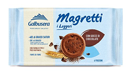 Galbusera Magretti Frollino con Gocce di Cioccolato A Ridotto Contenuto di Grassi con Farina di Tipo 2 - Pacco da 9 x 260 g