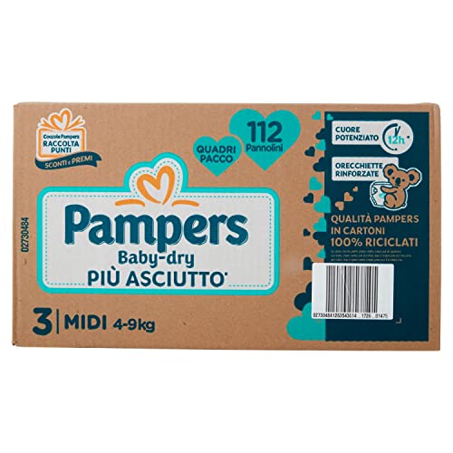 Pampers Pannolini Baby-Dry Taglia 3, 112 Pezzi - 2890 g