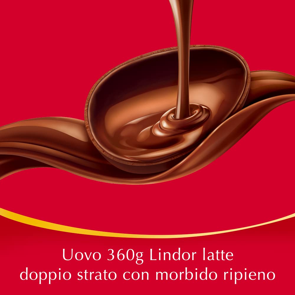 Lindt LINDOR Uova di Pasqua Cioccolato al Latte, Uovo al Cioccolato al Latte Doppio Strato con Sorpresa, 360g