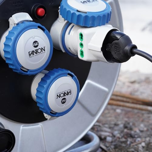 FANTON 73090 Adattatore industriale da spina cee a 1 presa bipasso schuko 16A a 2 prese 2P+T