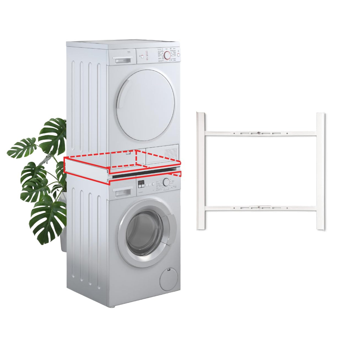 Superior Electronics Tower Slim – Kit di Sovrapposizione Lavatrice Asciugatrice - Supporto Universale Salvaspazio - Facile Installazione - SUPSLW002