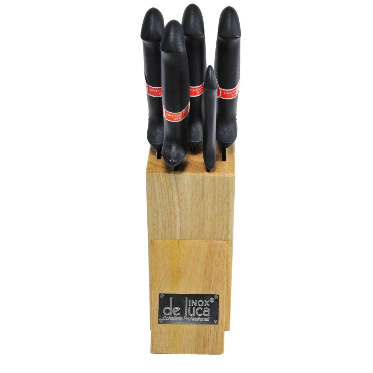 De Luca Ceppo in Legno Porta COLTELLI 5 Pezzi Linea Ho.RE.CA COLTELLERIE
