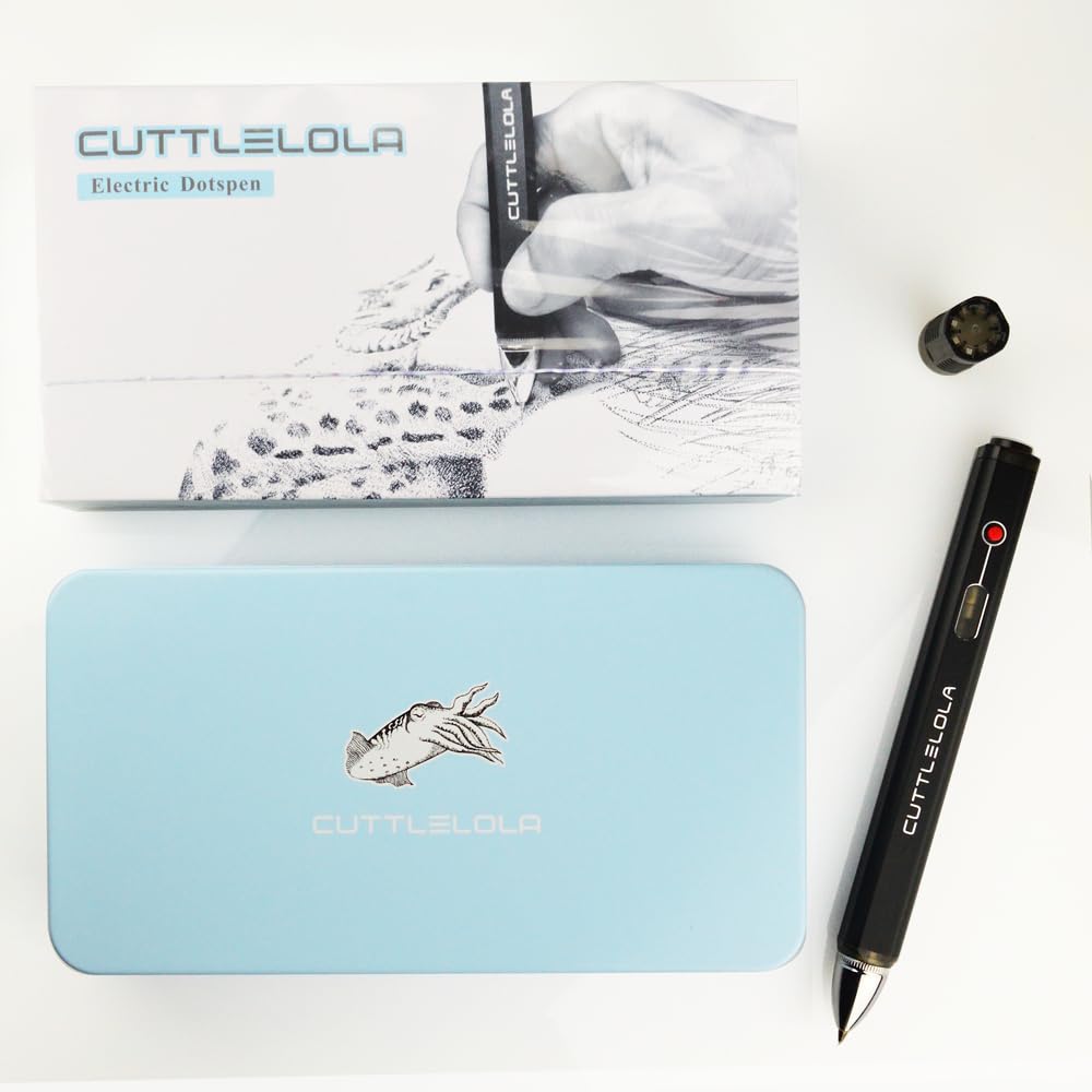 Cuttlelola DotsPen The Black Knight – Penna da disegno elettrica ricaricabile, multi-velocità, 195,04 g (confezione da 1)