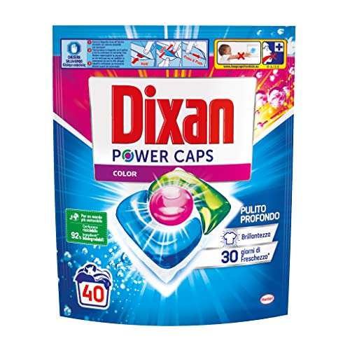 Dixan Power Caps Color, Detersivo Lavatrice in Capsule, Confezione da 4 x 40 lavaggi