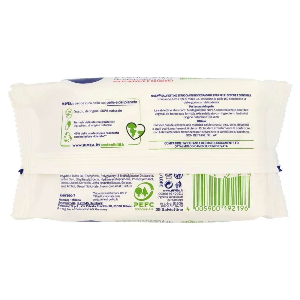 6 Pezzi NIVEA VISAGE Salviettine Struccanti Delicate Pelli secche e sensibili