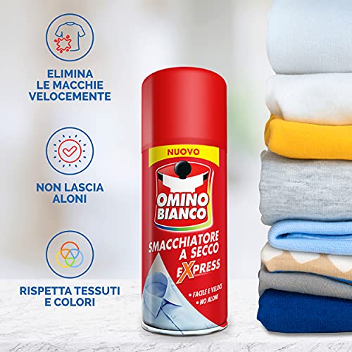 BOLTON GROUP Omino Bianco - Prodotto Specifico per Rimuovere Macchie Intense, Smacchiatore Spray a Secco Express, Azione Immediata Senza Aloni, 125 ml