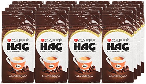 Hag - Caffè Macinato Decaffeinato Gusto Classico - Miscela Caffè per Moka - 16 Confezioni - Pacco da 250 gr