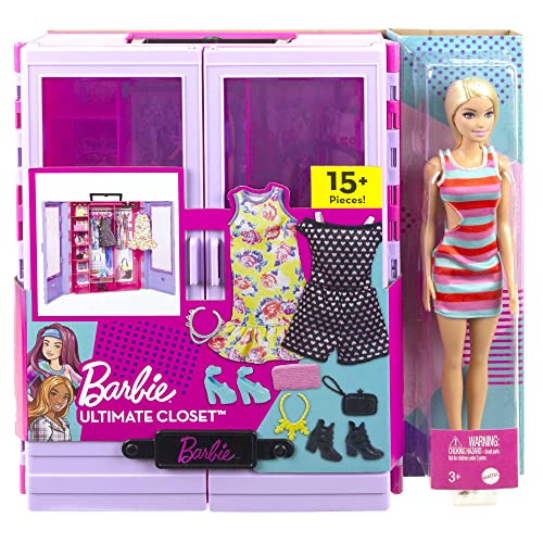 Barbie- Armadio dei Sogni Playset con bambola bionda, largo più di 60cm, 30+outfit e accessori, Giocattolo per Bambini 3+Anni,HGX57