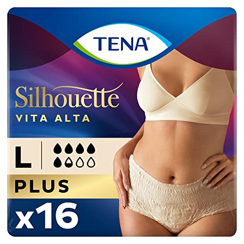 Tena Silhouette, Creme, Vita Alta, Taglia M, Assorbenza Plus, 9 Mutandine