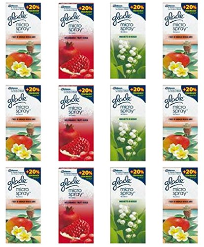 12 Ricariche Glade Per Diffusore elettrico Microspray Ricarica deodorante