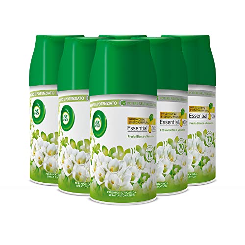Airwick Freshmatic Ricariche Fresia Bianca e Gelsomino, Profumatore per Ambiente, 250 ml, Confezione da 6