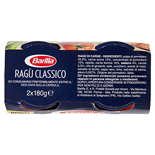 Barilla Ragù Classico - 6 confezioni da 2 pezzi da 180 g [12 pezzi, 2160 g]
