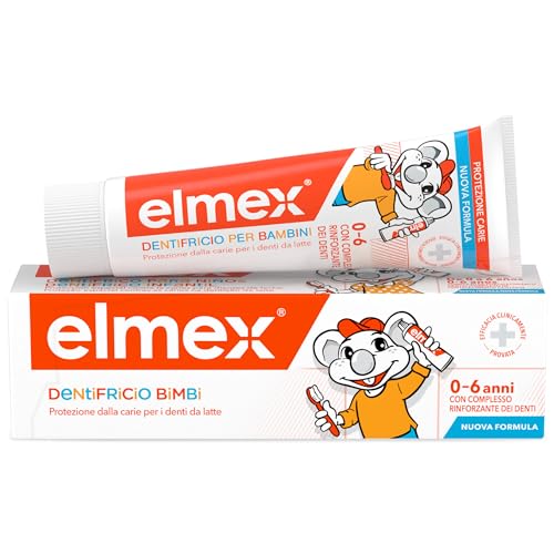 elmex Dentifricio Bimbi 0-6 Anni, Con Concentrazione Ridotta di Fluoruro Amminico Per Proteggere I Denti Dei Bambini
