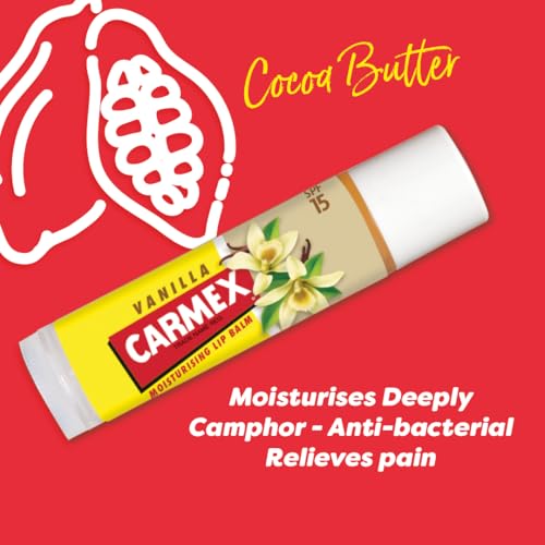 CARMEX VanillaMoisturising Lip Balm Click Stick per labbra morbide e protette con SPF15 (4,25 g - 1 pezzo)