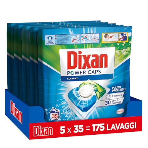 Dixan Power Caps Classico, Detersivo Lavatrice in Capsule, 5 Confezioni da 35 PZ