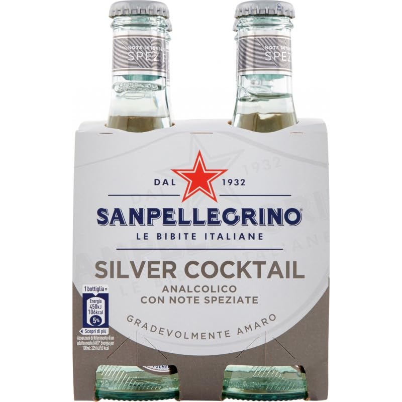 Confezione da 48 confezioni di test San Pellegrino Silver Cocktail Bevanda alcolica + Tonica Rovere Bevanda 20 cl monouso in vetro