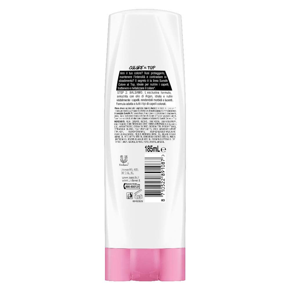 Sunsilk Balsamo Colore al Top, Extra Nutrimento Per Capelli Colorati Megapack da 12x 185ml