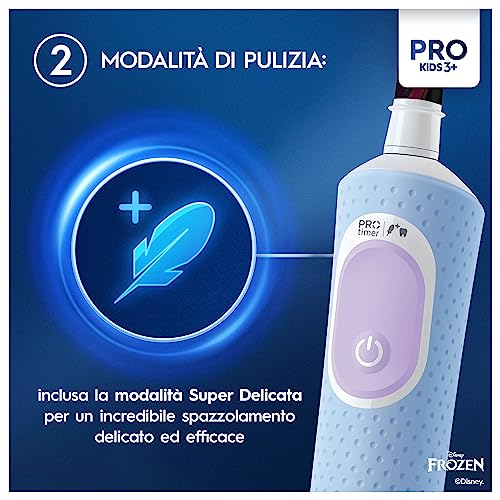 Oral-B Spazzolino Elettrico Ricaricabile Pro Kids Frozen, 1 Testina, per Bambini da 3 Anni in Su, 1 Spazzolino