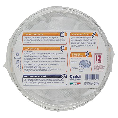 Cuki - Vaschette Alluminio, Doppia Forza, Piã¹ Consistenza E Tenuta, Spessore Maggiorato, Forno E Microonde, 8 Porzioni - 3 Pezzi
