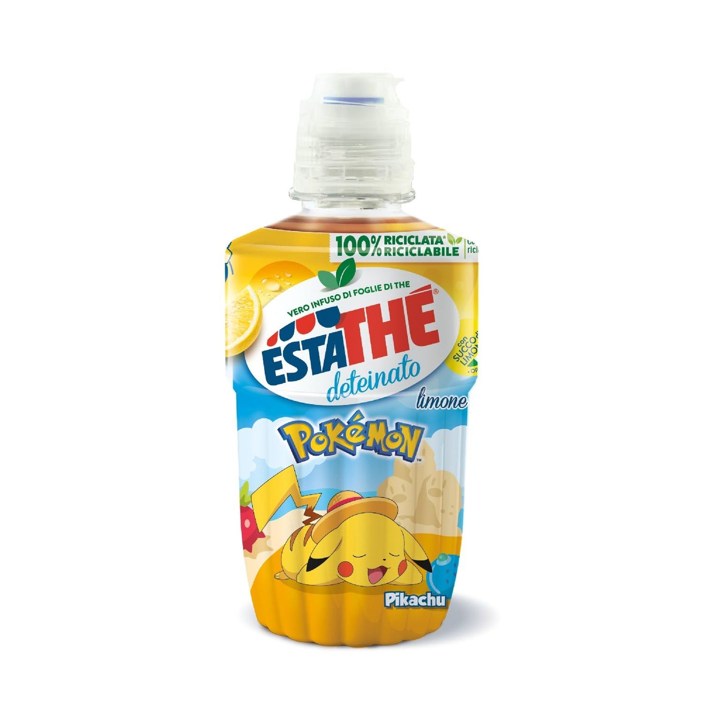 Estathé Deteinato Limone - The Freddo Deteinato con Vero Infuso di Foglie di The e Succo di Limone, Bevanda Analcolica Senza Glutine, 12 Bottiglie da 250 ml