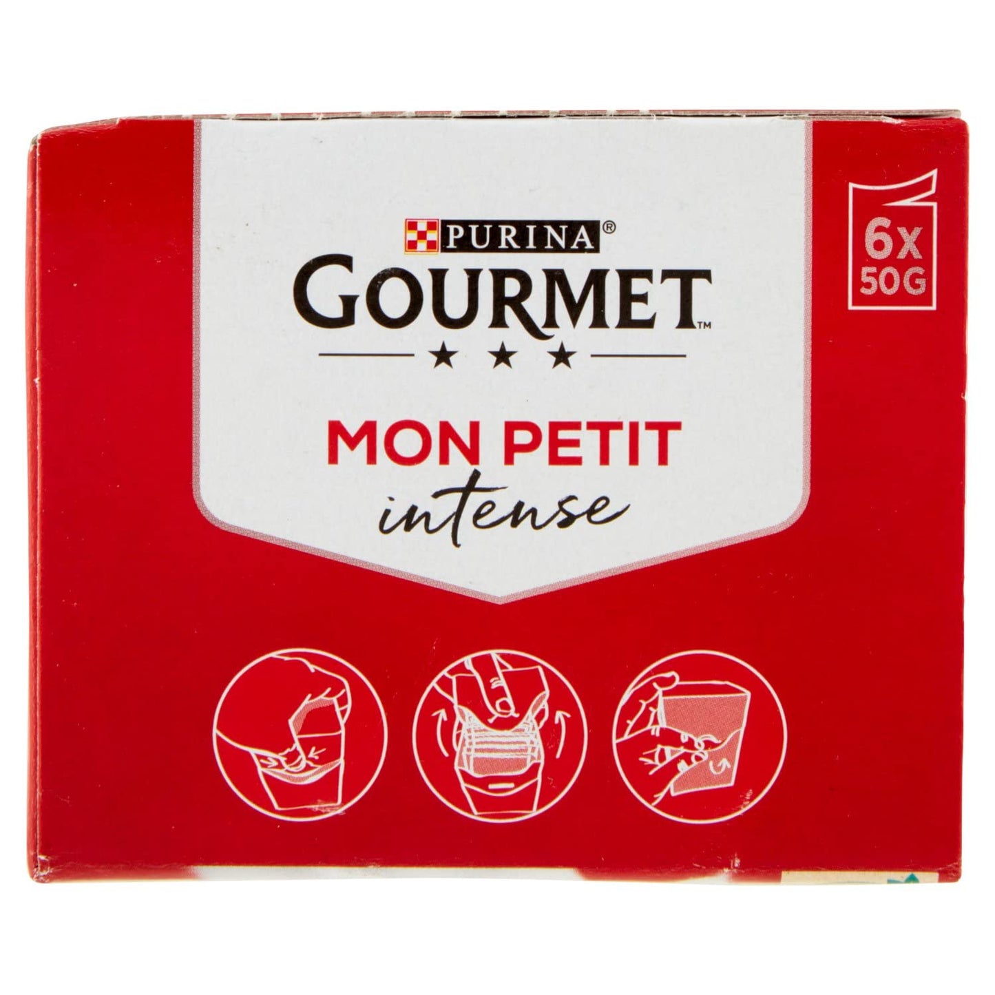 GOURMET Mon Petit Intense Cibo Umido per Gatti Adulti Filettini con Tonno, Salmone e Trota 6 Buste da 50g