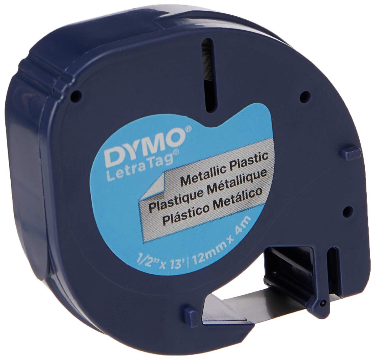 Dymo LetraTag etichette originali metallico autoadesiva – rotolo da 12 mm x 4 m – stampa nera su argento metallico – LT etichette autoadesive per etichettatrice LetraTag – 1 pezzo