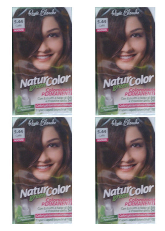 4 X NATUR COLOR GREEN RENEE BLANCHE COLORAZIONE PERMANENTE 5.44 Caffè Tintura
