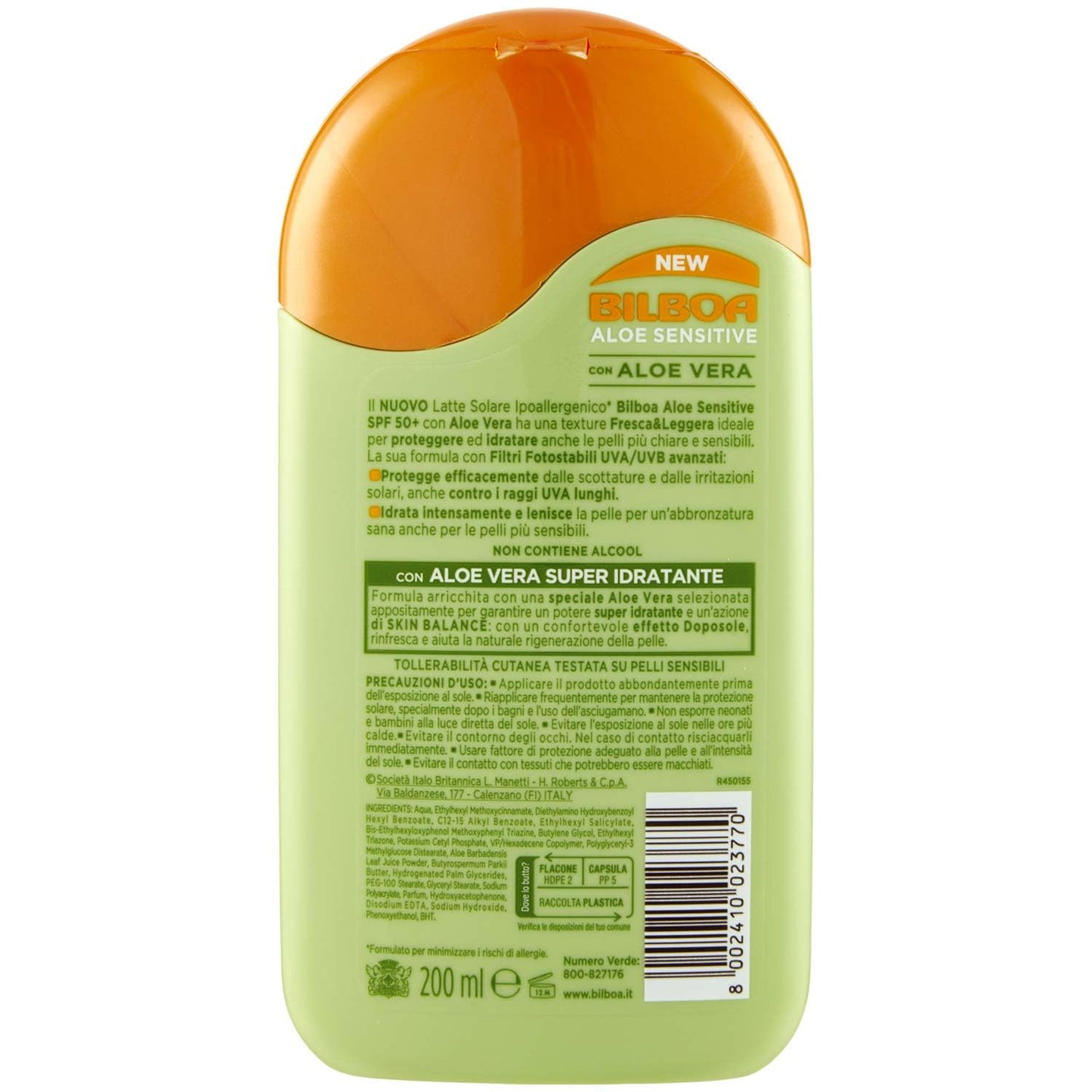 Bilboa Latte Solare Aloe Sensitive P50+ 200ml, 200ml