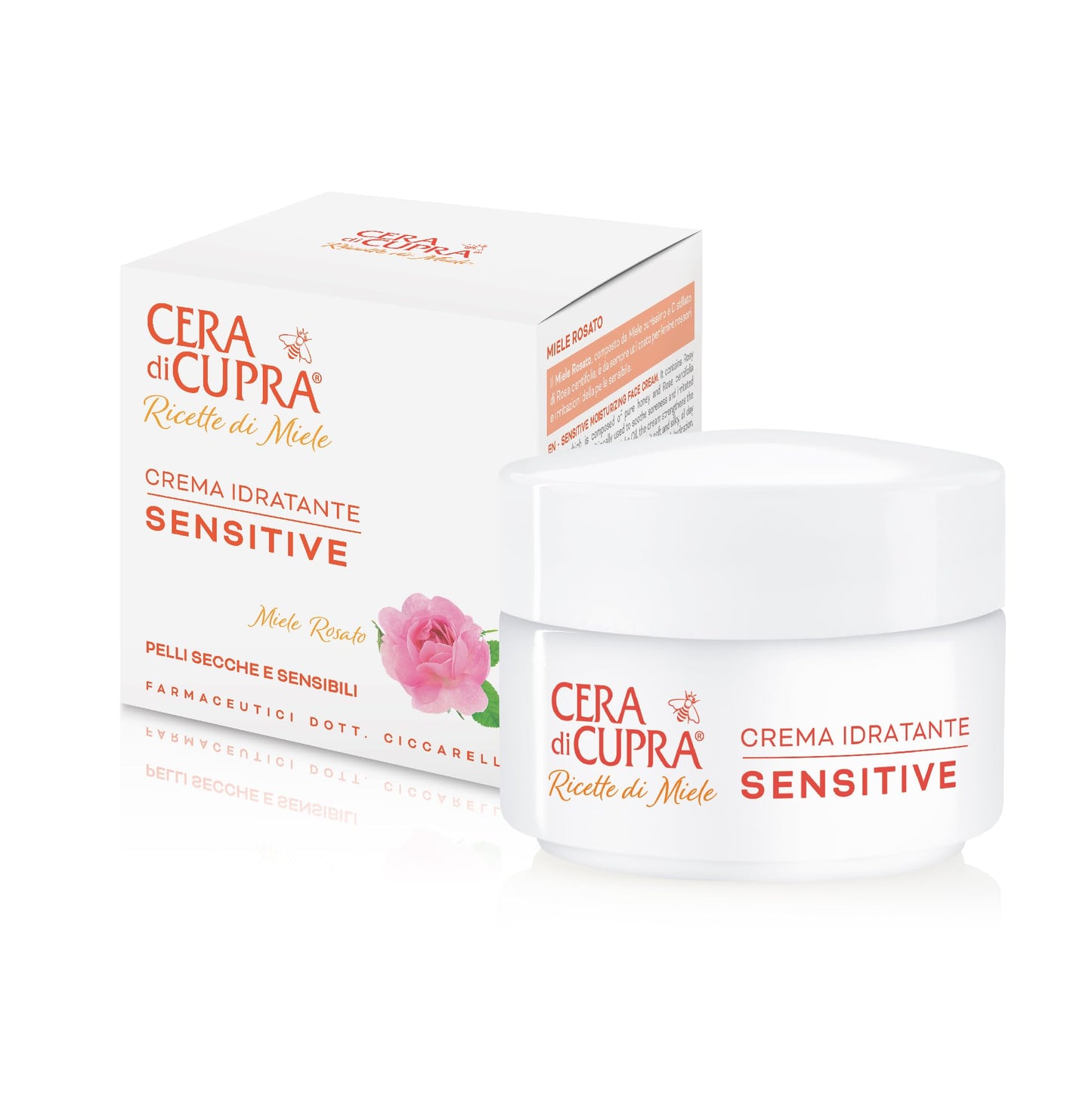 Cera di Cupra, Crema Idratante Sensitive, Ripristina l'Idratazione Ottimale, Azione Ultra-comfort, Nutre le Pelli Secche e Sensibili, Made in Italy, Dermatologicamente Testata, Vasetto da 50 ml