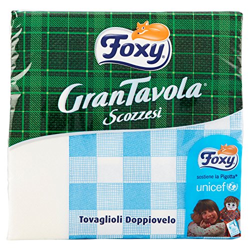 Foxy - Tovaglioli Doppiovelo, GranTavola Scozzesi - 9 confezioni da 43 pezzi [387 pezzi]