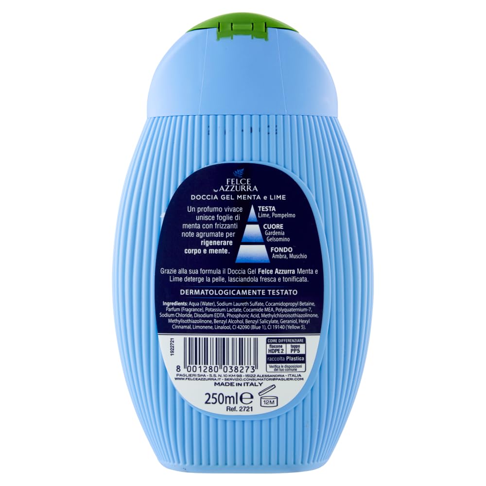 6x Felce Azzurra Menta e Lime Rinfrescante Gel da Doccia - Doccia Gel Bagnoschiuma 250ml