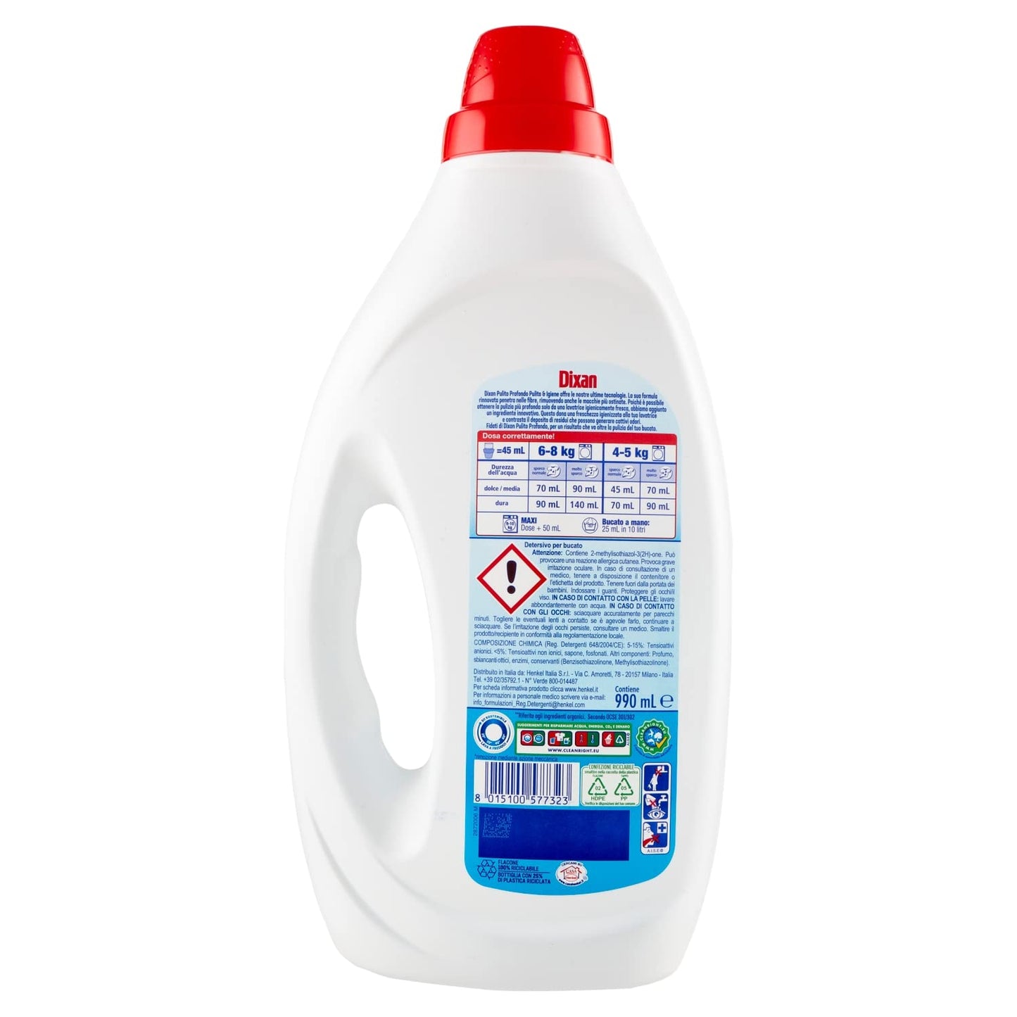 Dixan Detersivo Lavatrice Liquido Igiene 22 Lavaggi, 990ml