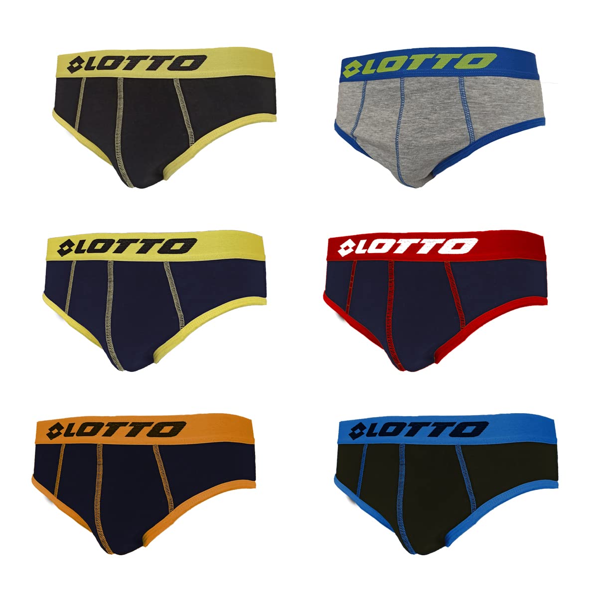 Lotto 6 Slip Uomo in Cotone Elasticizzati Modelli Assortiti (4/M, LS1012)