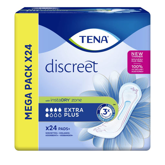 TENA Discreet Extra Plus - Asciugamani Incontinenza Donna Mega Pack 24 Asciugamani