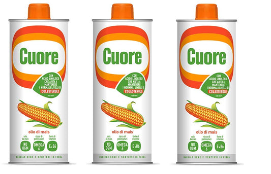 3 x Olio Cuore Italian Corn Oil for Frying 1L