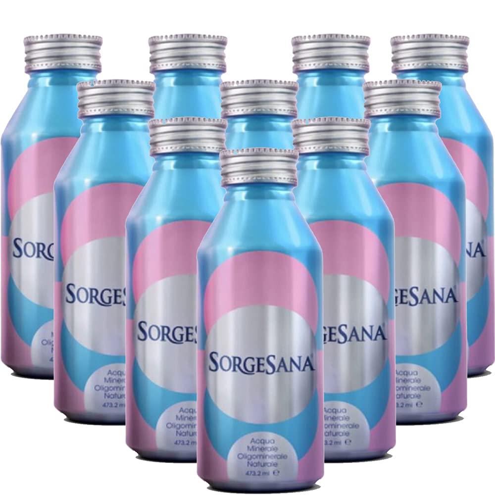 Acqua Minerale Naturale | Sorgesana | Formato Borraccia in Alluminio Riutilizzabile | 12 Lattine da 435ml | 100% Plastic Free | Alta Gamma Ristorazione