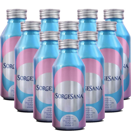 Acqua Minerale Naturale | Sorgesana | Formato Borraccia in Alluminio Riutilizzabile | 12 Lattine da 435ml | 100% Plastic Free | Alta Gamma Ristorazione