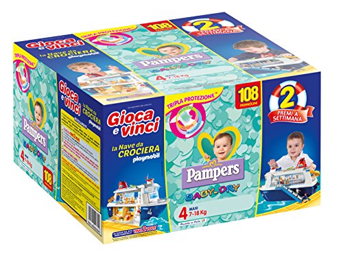 Pampers Baby Dry Pannolini Maxi, Taglia 4 (7-18 kg), 6 Pacchi da 19 Pezzi