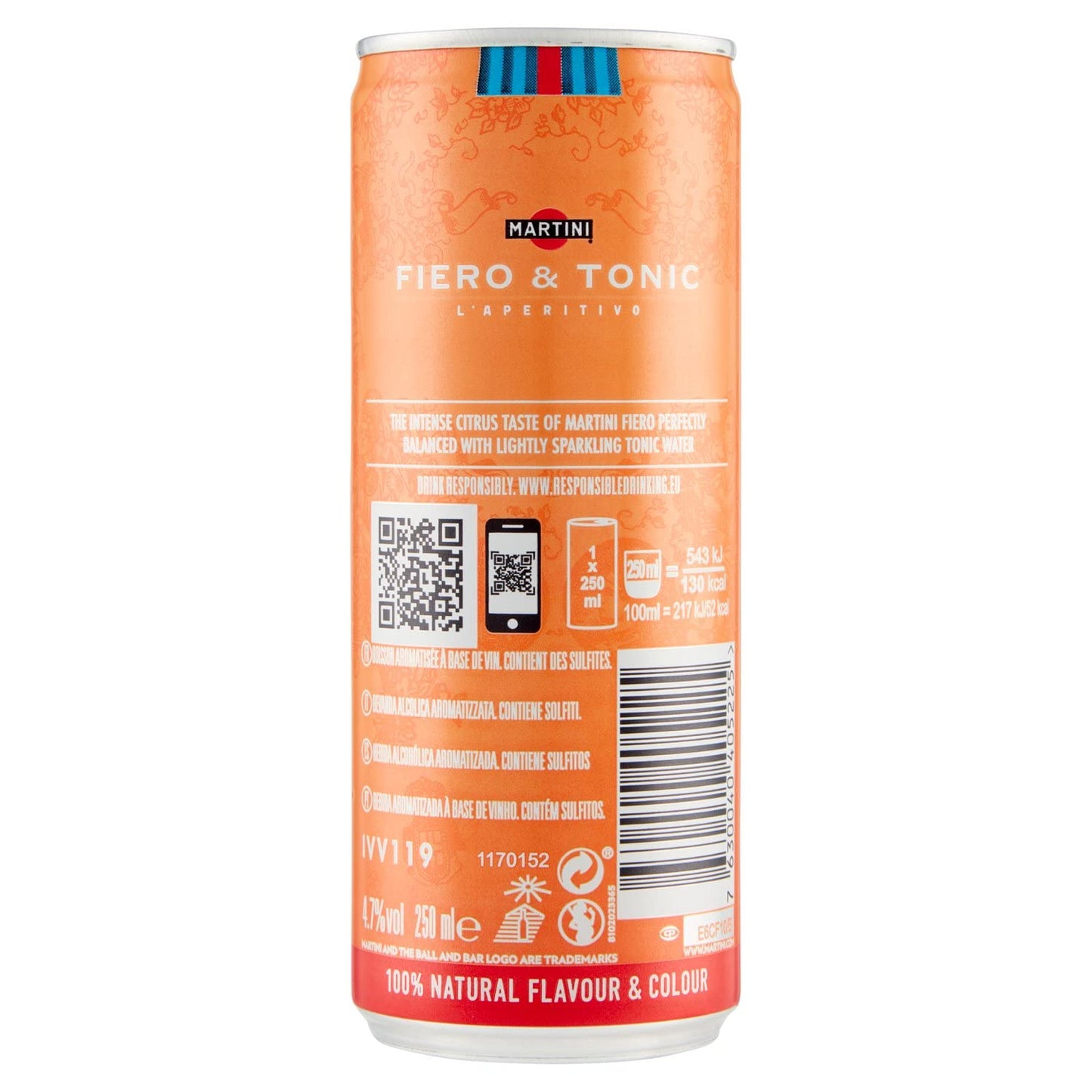 Martini Fiero, Ready to Drink Fiero & Tonic, 25 cl