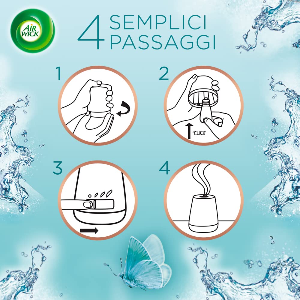 Airwick Armonia Istantanea, Confezione con 1 Diffusore di Oli Essenziali e 1 Ricarica alla Fragranza Brezza Oceanica