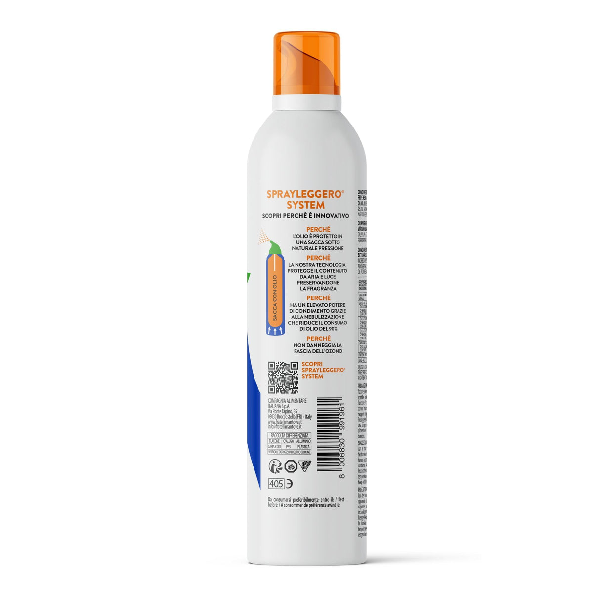Arancia e Pepe Nero Spray in Olio Extra Vergine di Oliva 200ml - Olio Spray italiano – Sprayleggero – 100% Naturale,100% Leggero, 100% Facile - Con lo spray risparmi fino al 90% di prodotto