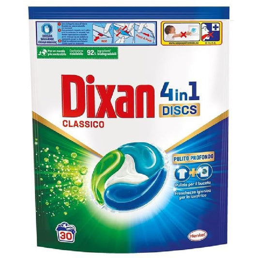 Dixan Discs Classico, Detersivo Lavatrice in Capsule, 30 capsule (lavaggi)